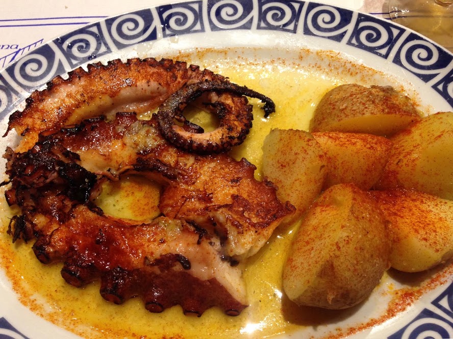 Grilled octopus (Pulpo) in Galicia